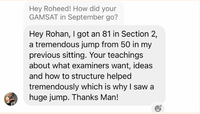 Student message screenshot saying they were accepted into USYD's DMD program.